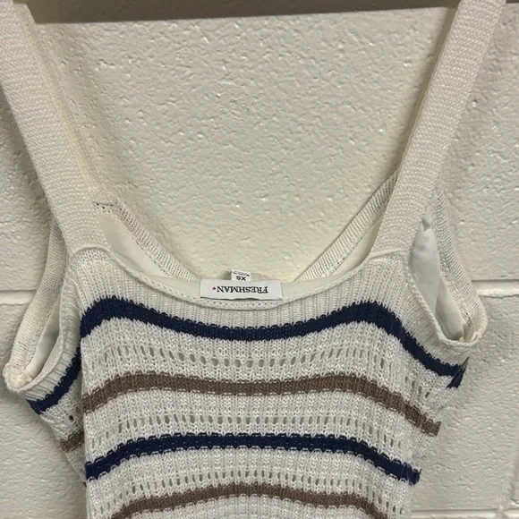 Freshman Cream and Blue Striped Midi Dress - Picture 4 of 4